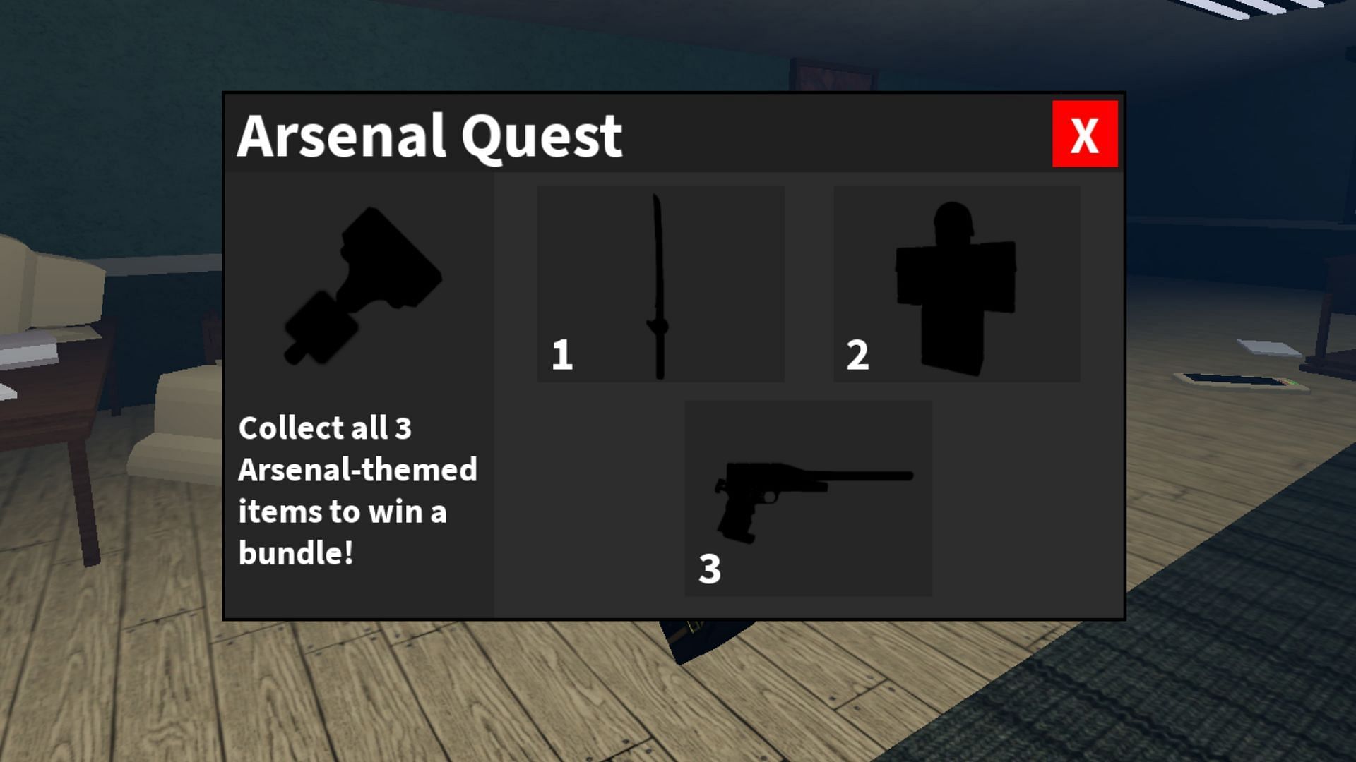 The Arsenal item hunt (Image via Roblox)